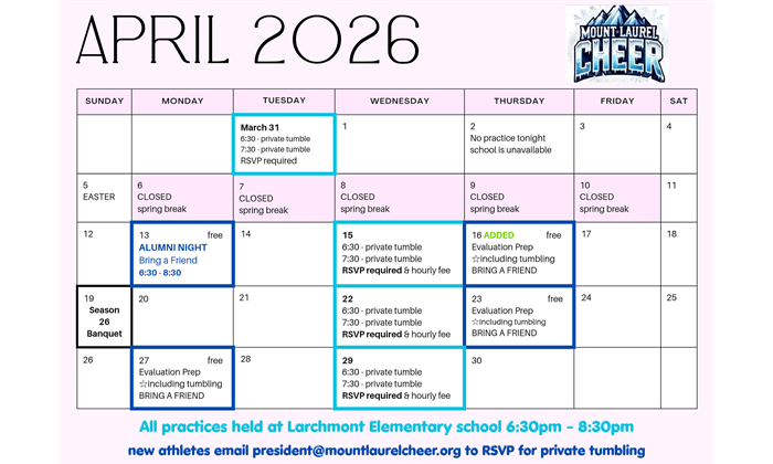Open Practice Schedule 